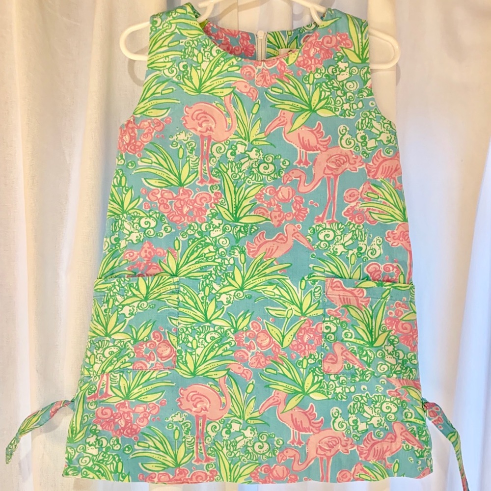 Lilly Pulitzer Girls sz 4 shift Flamingo dress